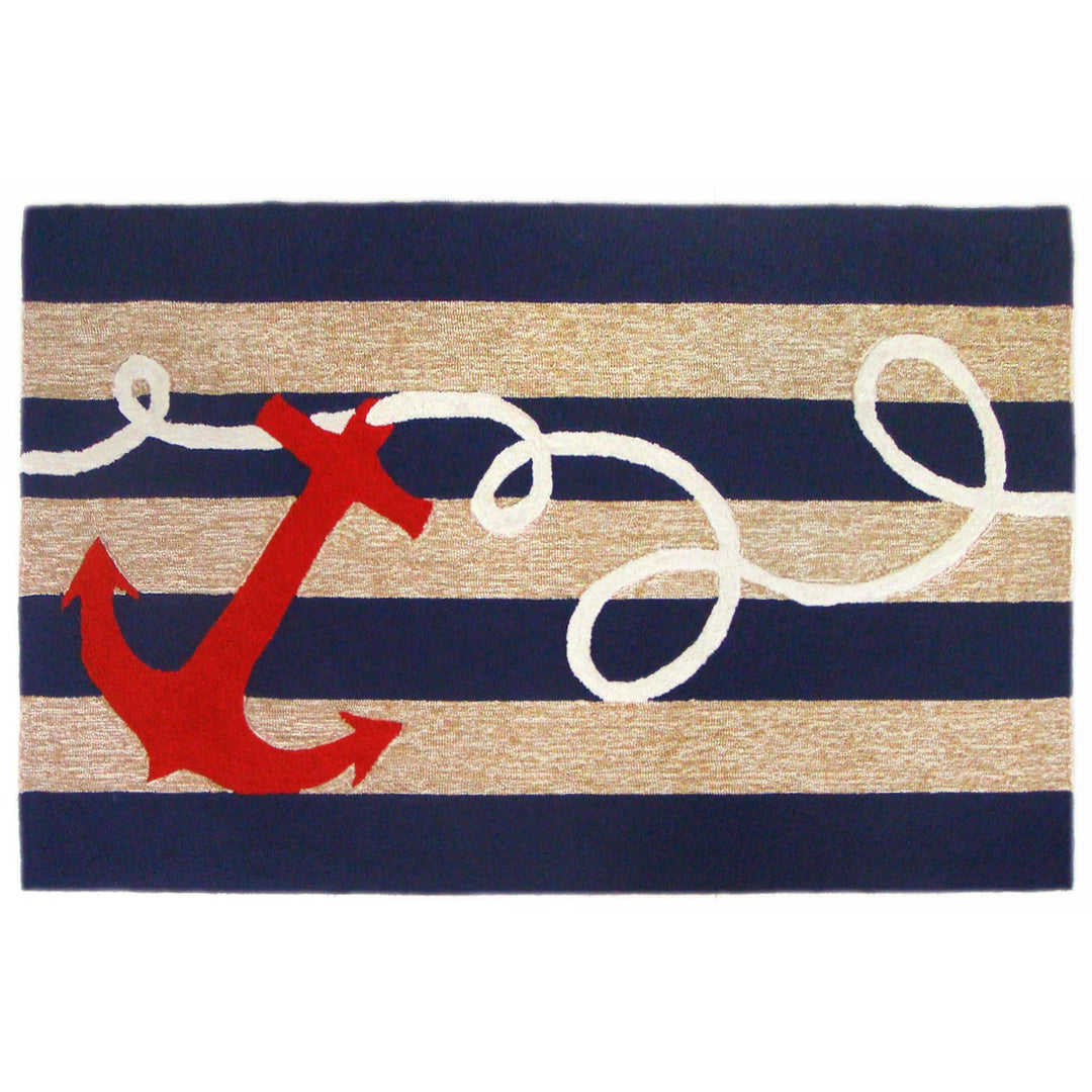 Frontporch Anchor Indoor/Outdoor Rug: Navy / Polyester; Acrylic / 1'8" x 2'6"