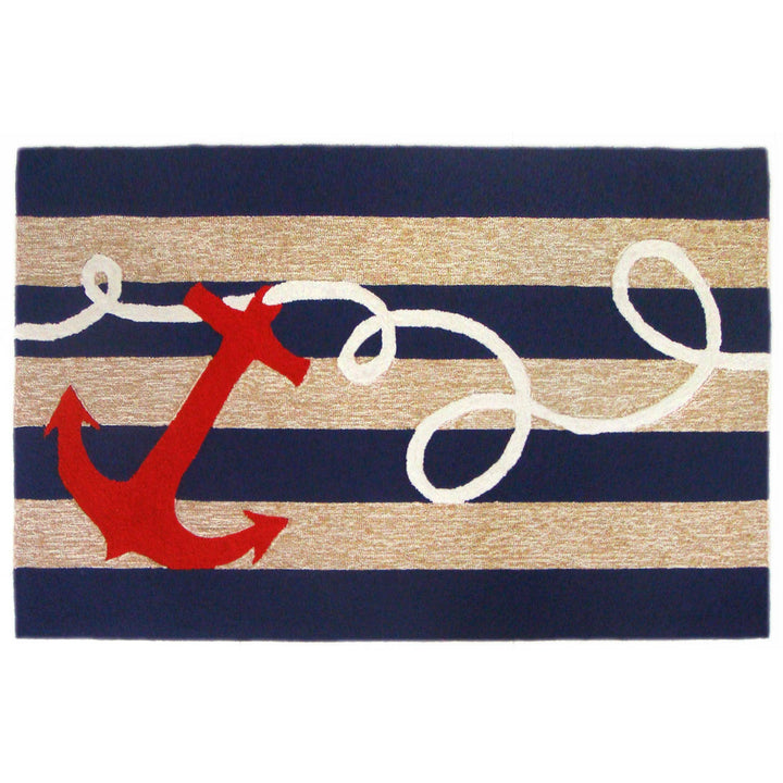 Frontporch Anchor Indoor/Outdoor Rug: Navy / Polyester; Acrylic / 1'8" x 2'6"