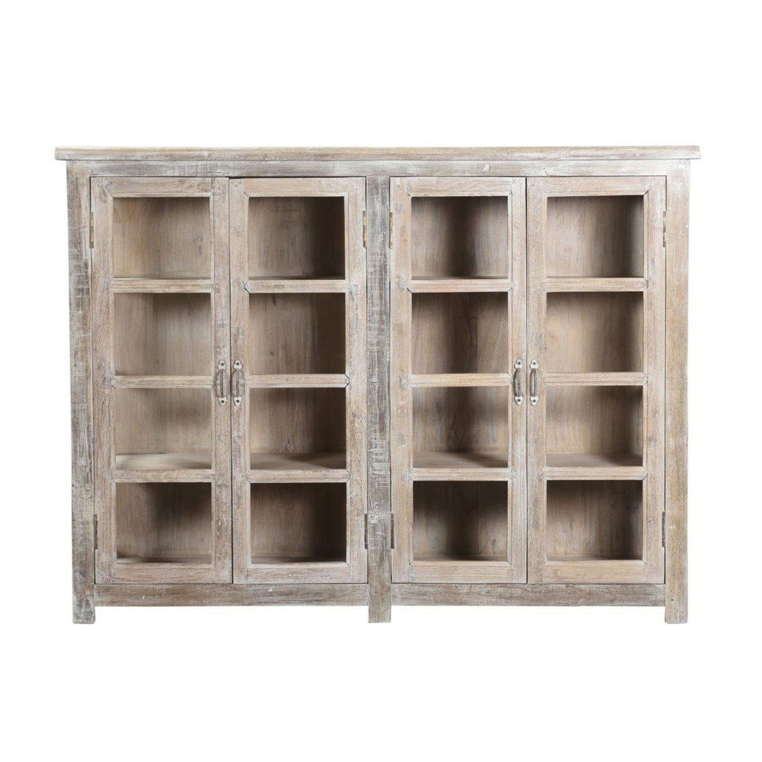 Alta - 4 Door Glass Panel Storage Cabinet - Antique White