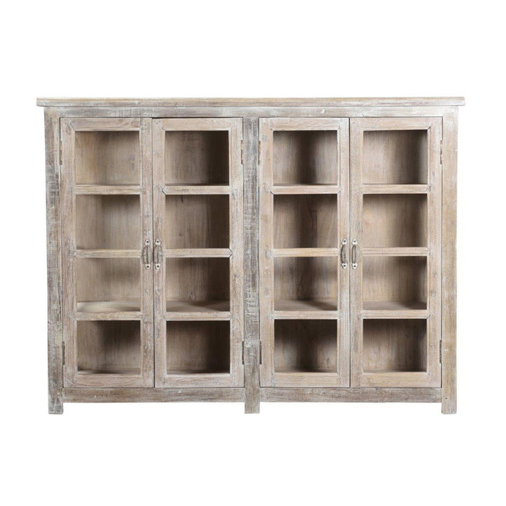 Alta - 4 Door Glass Panel Storage Cabinet - Antique White