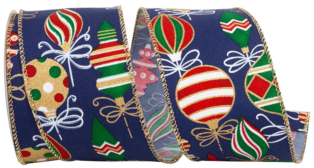 Holiday Ornaments Christmas Color Wired Edge, Navy
