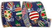 Holiday Ornaments Christmas Color Wired Edge, Navy