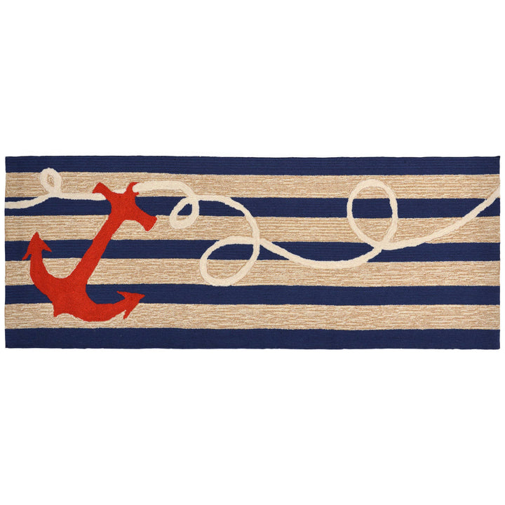 Frontporch Anchor Indoor/Outdoor Rug: Navy / Polyester; Acrylic / 1'8" x 2'6"