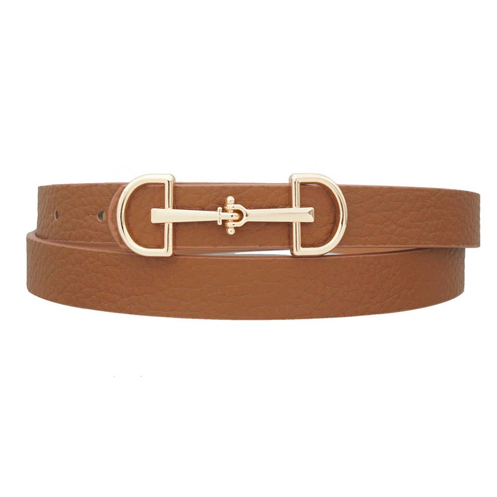 LUX D RING HORSE BIT BUCKLE SKINNY BELT IW20006