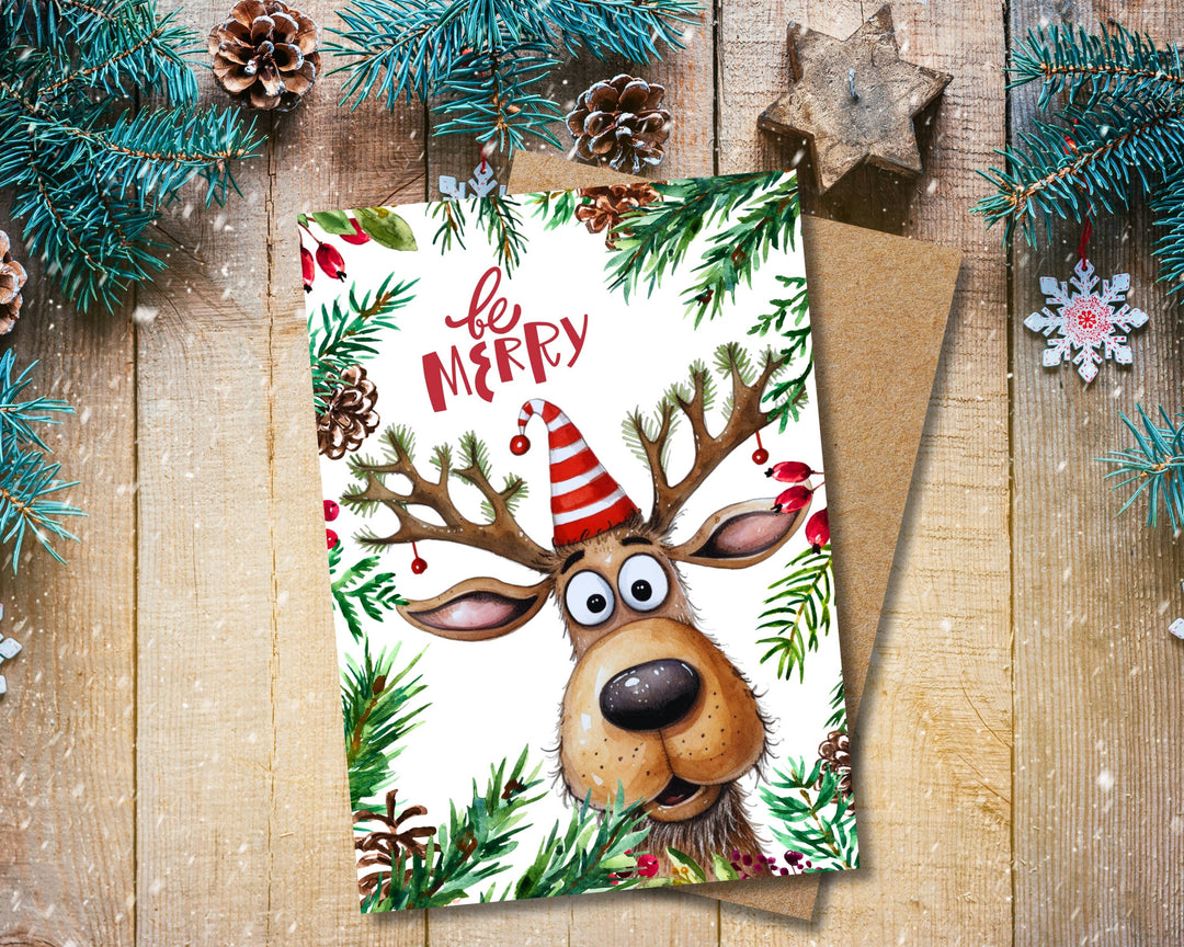 Be Merry Reindeer Christmas Taper Candle Decor, Holiday Deco