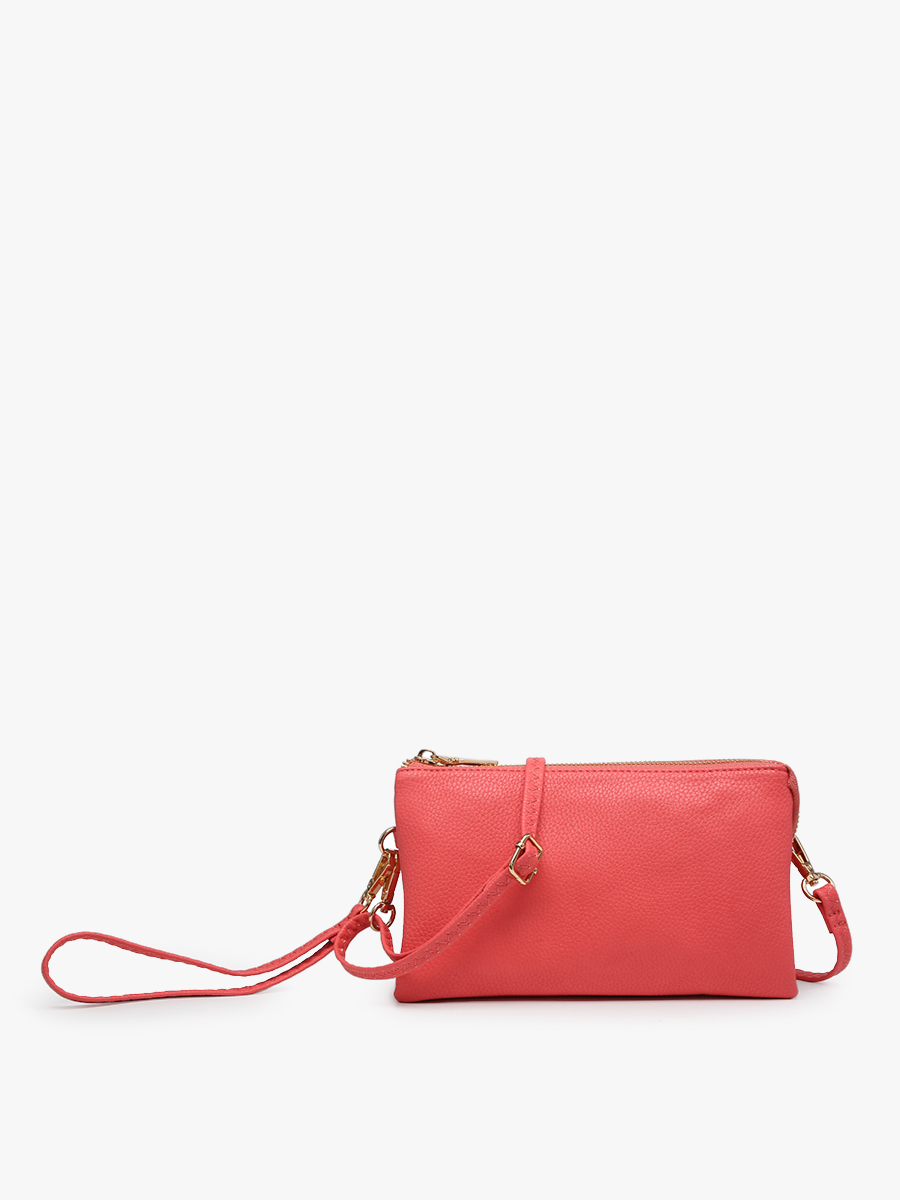 M013 Riley Monogrammable 3 Compartment Crossbody/Wristlet: Black