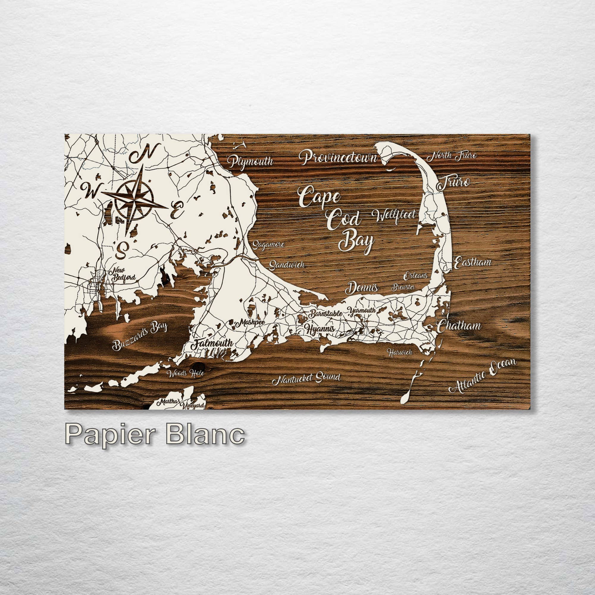 Massachusettes: Cape Cod Bay Map: Lunar Surface / Medium (18.75" x 31.5")