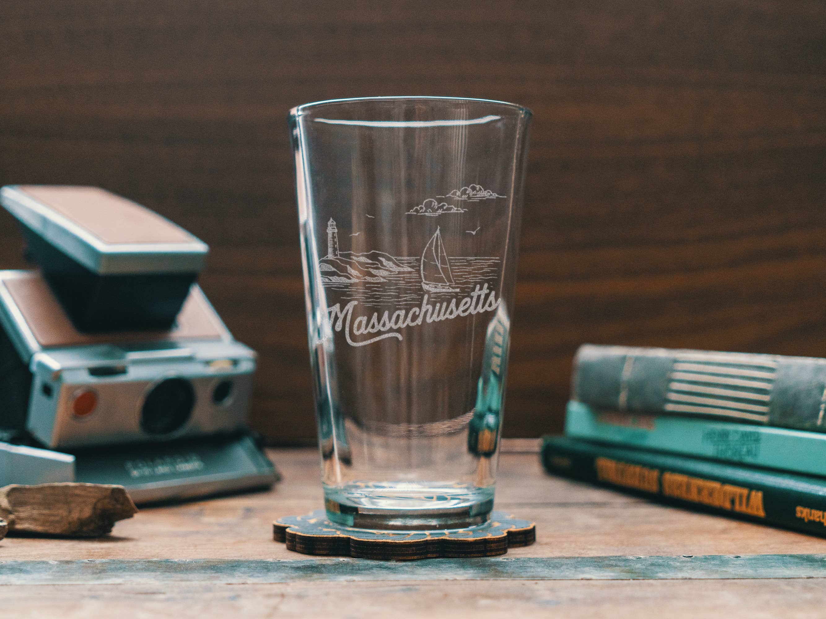 Massachusetts State Drinking Glasses: Stemless Wine ~ 15 oz