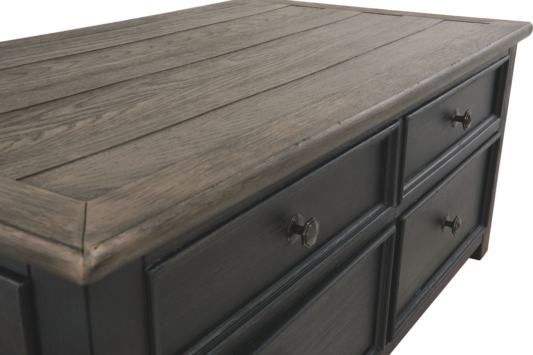 Tyler Creek - Grayish Brown / Black - Lift Top Cocktail Table