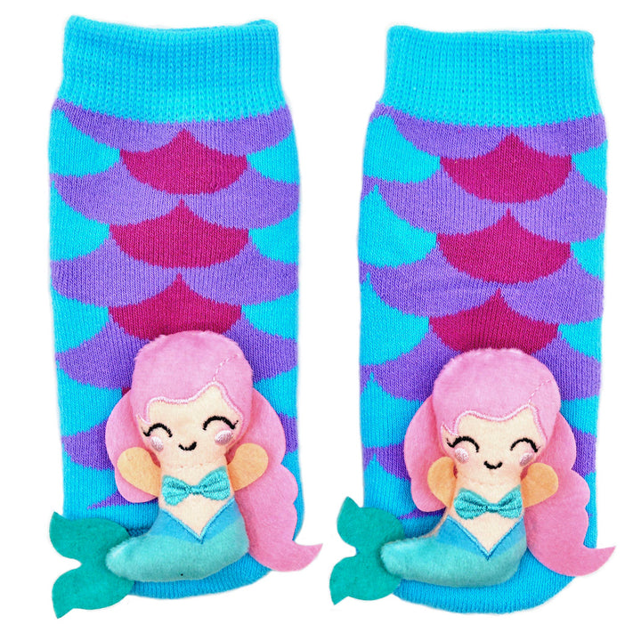 Rainbow Mermaid Boogie Toes - Baby Rattle Socks: 1 - 2 Y