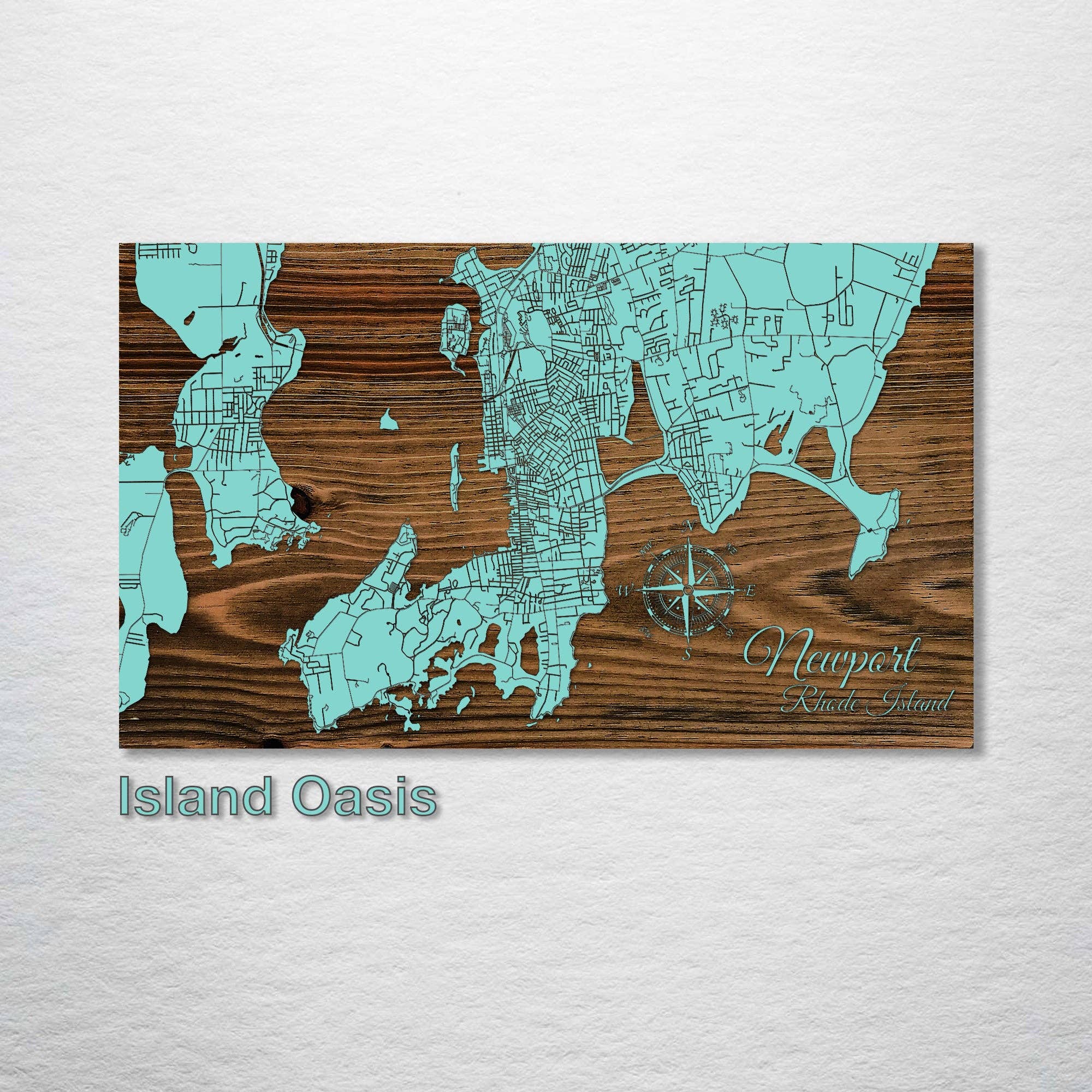 Newport, Rhode Island Street Map by Fire & Pine: Seaglass / Large (22.5” x 38”)
