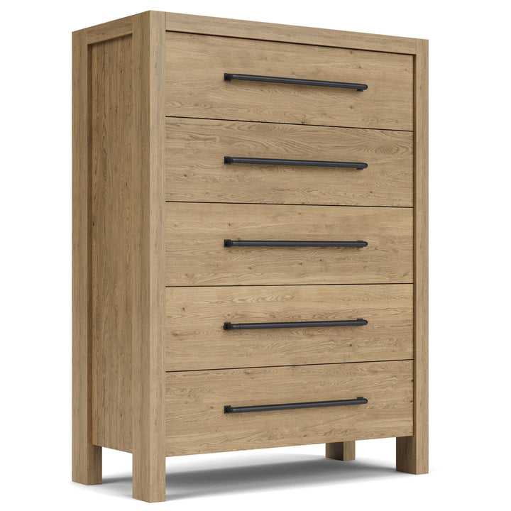 Davie - Five Drawer Chest - Light Brown