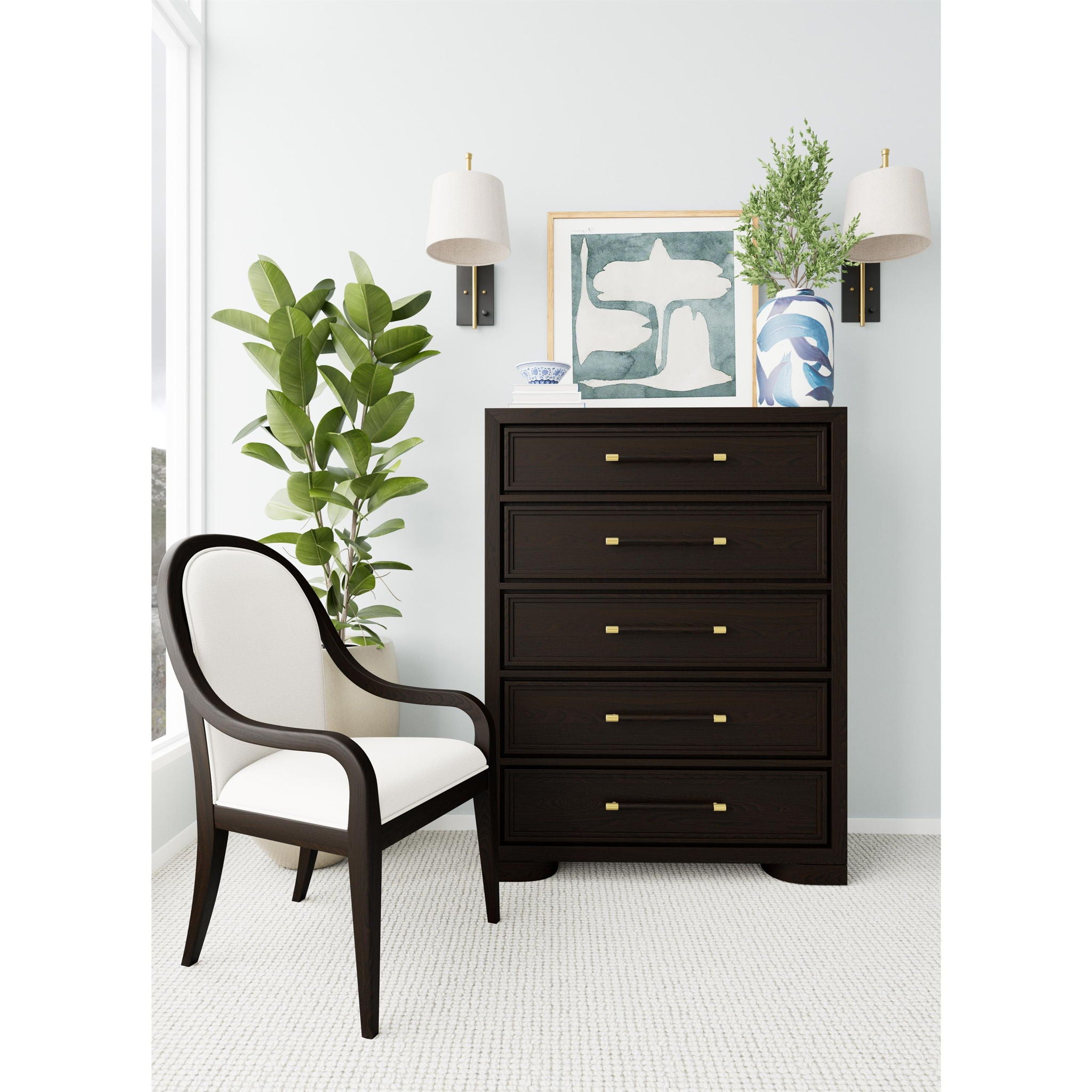 Lydia - 5 Drawer Chest - Dark Brown