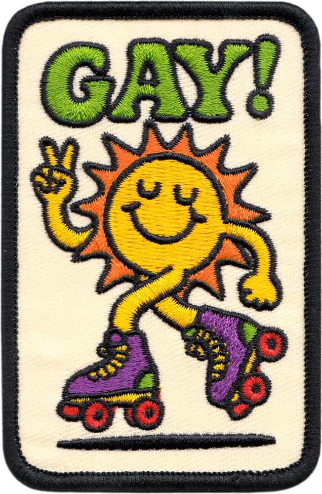 Patch - "Gay!" - Peace Loving Sun On Rollerskates