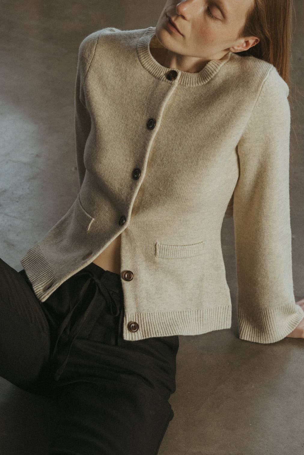 The Tyler Cardigan | Bell Sleeve Buttoned Cardigan: OATMEAL / SMALL