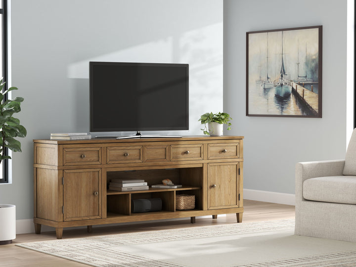 Sharlance - Light Brown - XL TV Stand With Fireplace Option