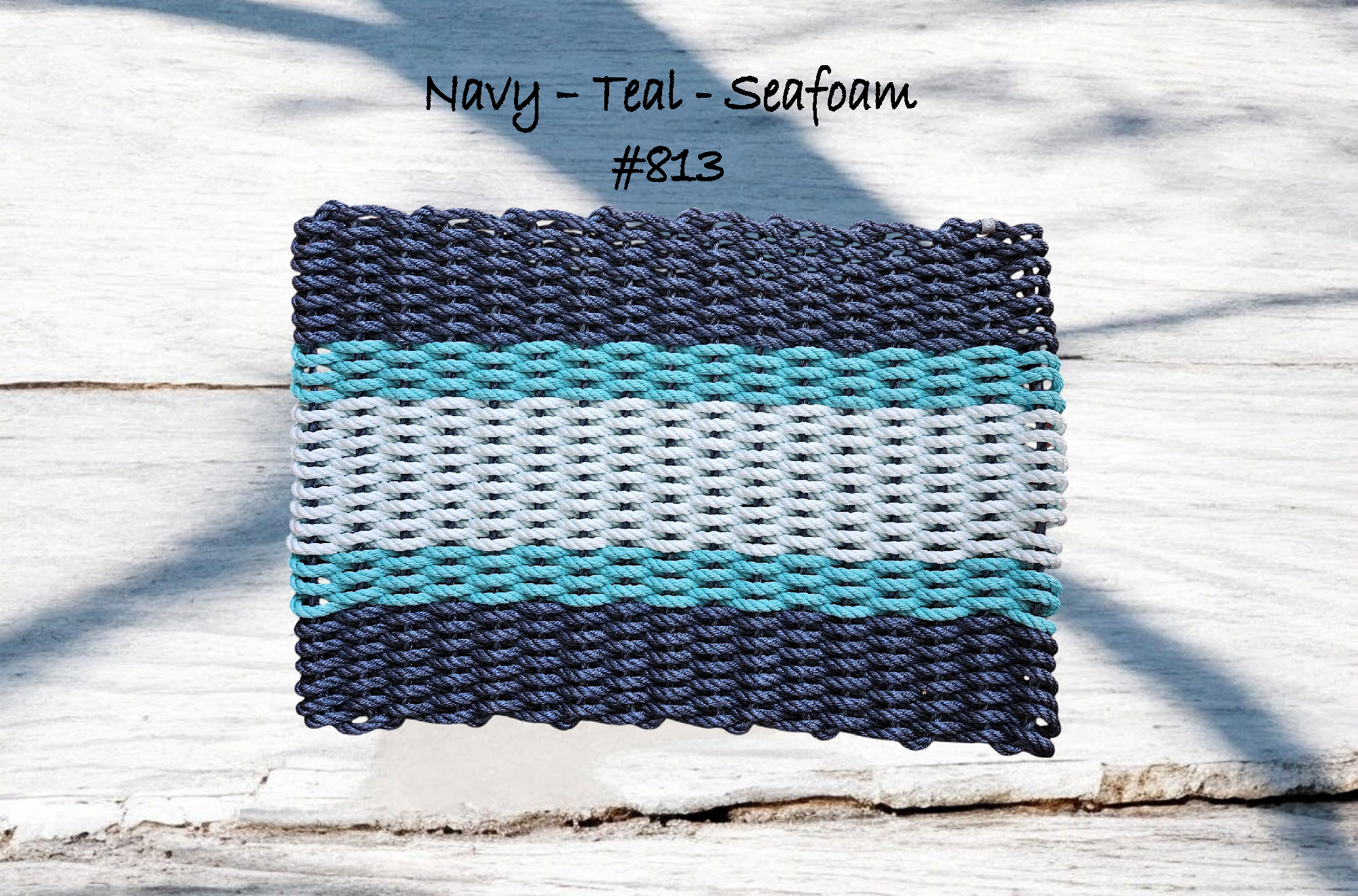 813 The "Original" Handcrafted Woven Maine Lobster Rope Door Mat: Small 18" x 30" #813