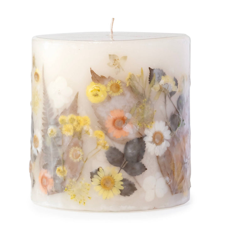 Sunlit Daisy Pressed Flower Pillar Candle