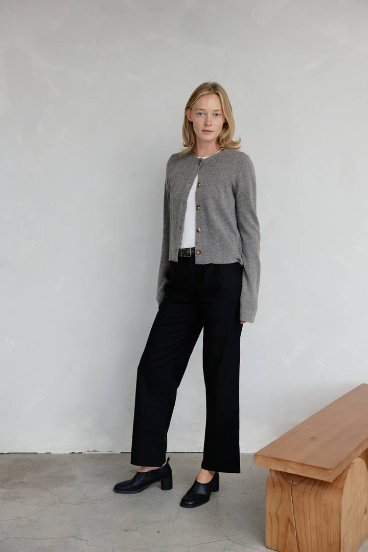 The Molly Cardigan | Lightweight Cropped Cardigan: SAND / SMALL
