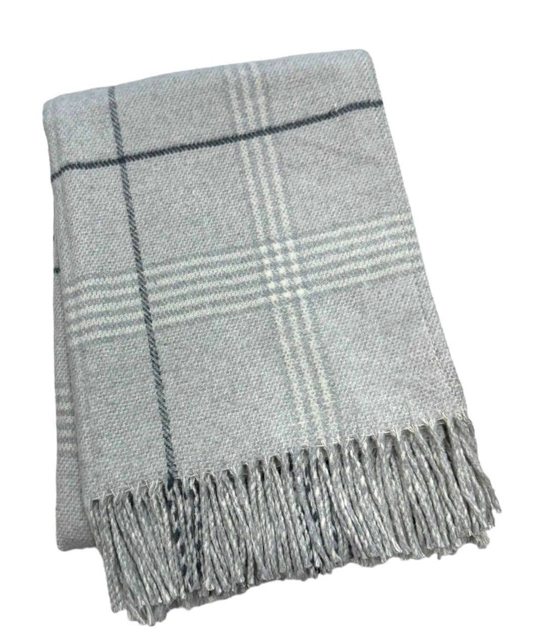 408 - Windowpane Plaid Throw: Stone