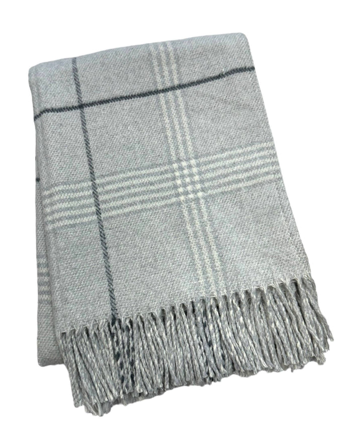 408 - Windowpane Plaid Throw: Stone