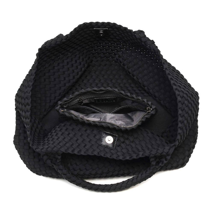 Sky's The Limit - Large Woven Neoprene Tote: Navy Nude