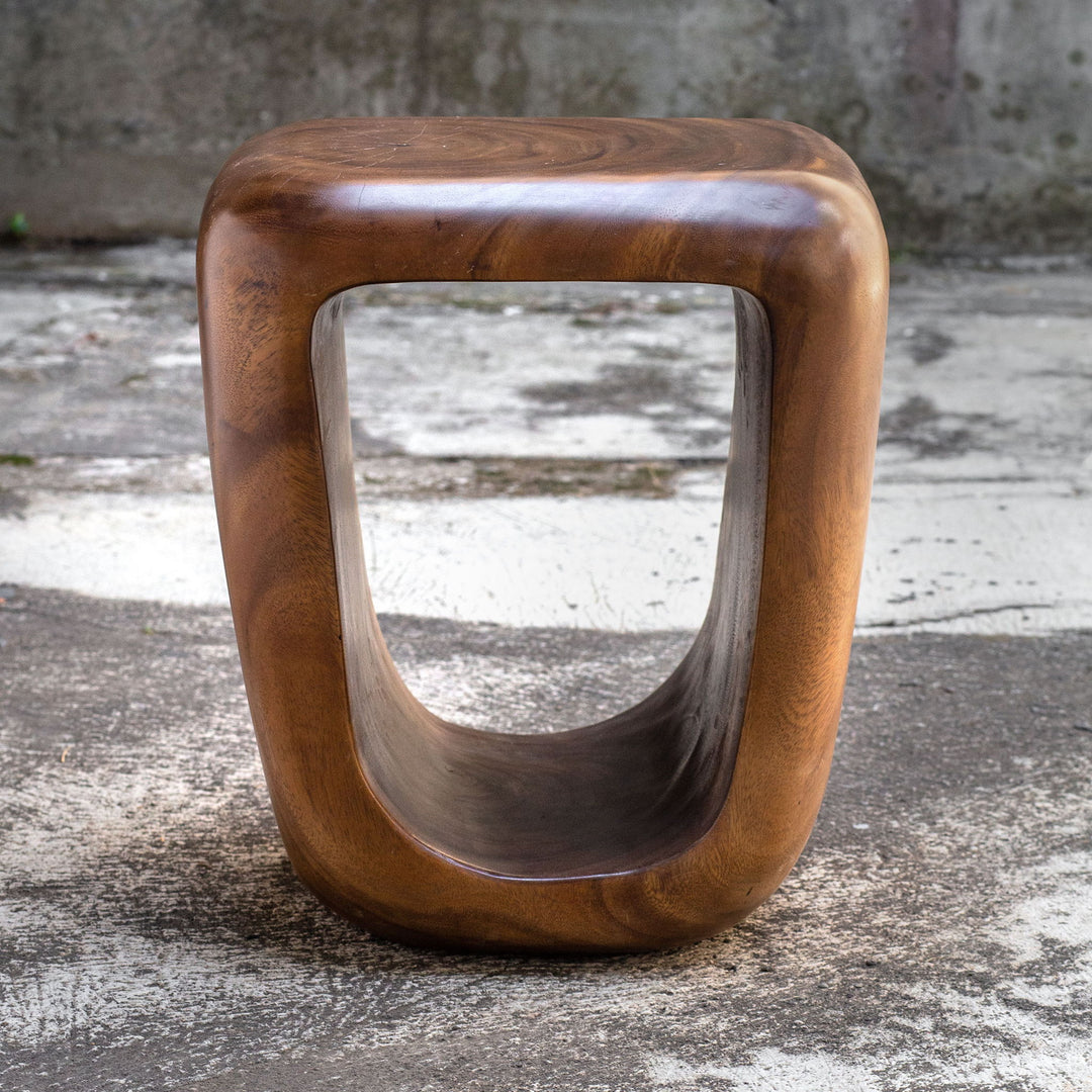 Loophole - Wooden Accent Stool - Light Brown