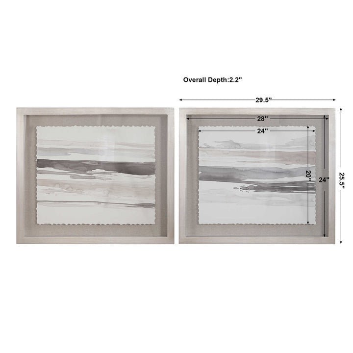 Neutral - Landscape Framed Prints (Set of 2) - Pearl Silver