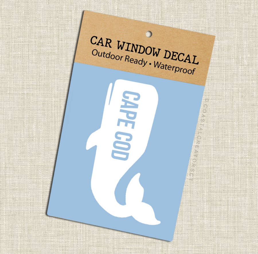 Cape Cod Massachusetts Whale Car Window Decal (Packaged)