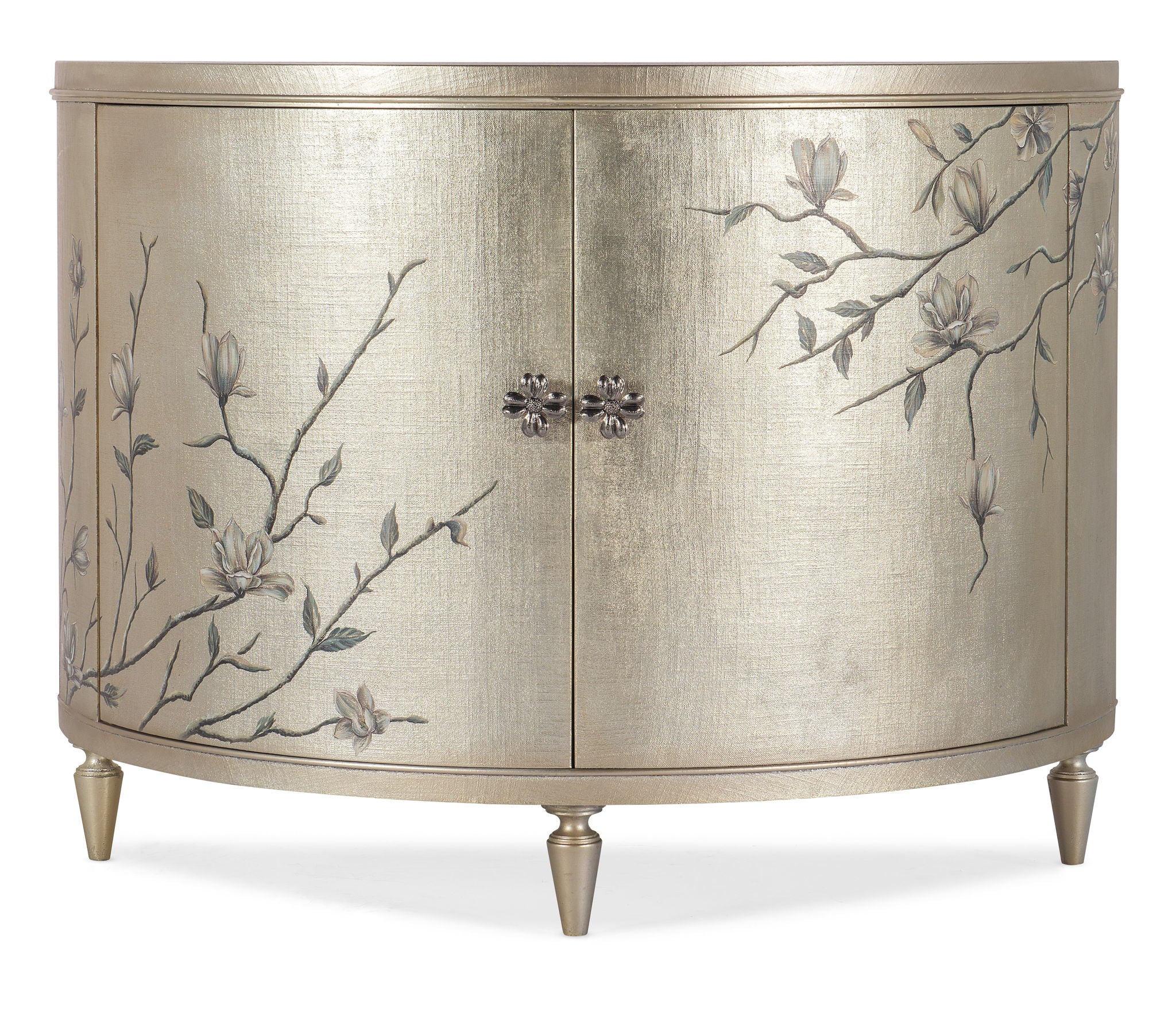 Melange - Marguerite 2-Door Demilune Chest - Pearl Silver