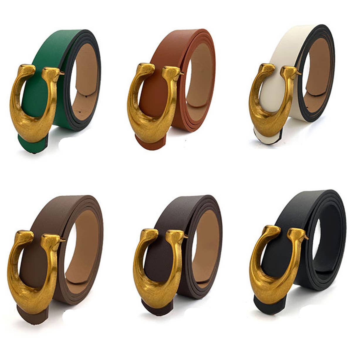 WOMEN FASHION RETRO U-BUCKLE BELT_CWABE0136: Green / (OS) 1