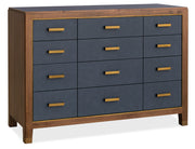 Melange - Geneva Accent Drawer Chest - Blue / Medium Walnut