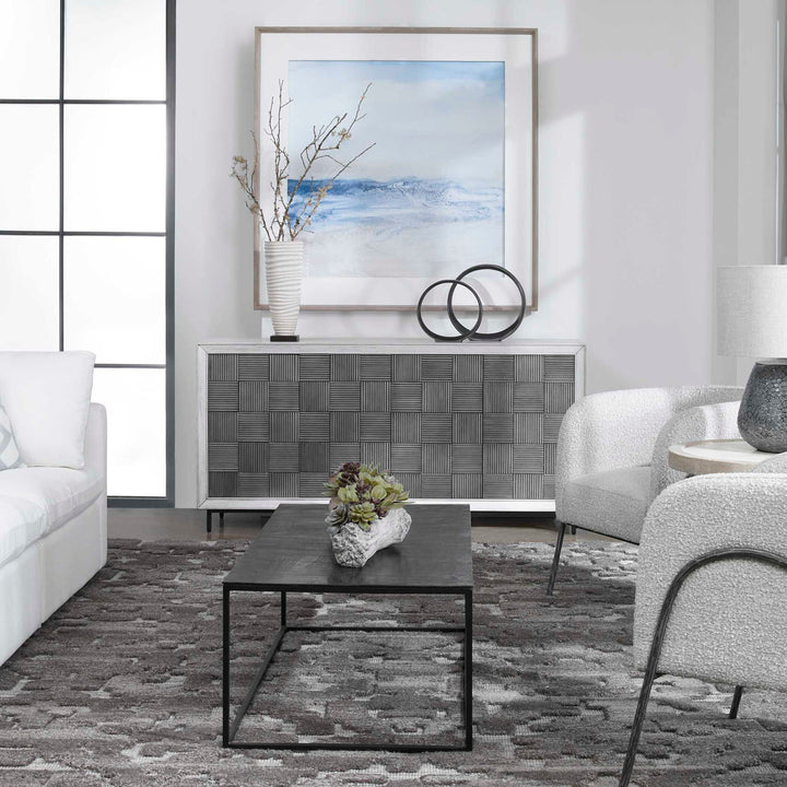 Checkerboard - 4 Door Cabinet - Gray