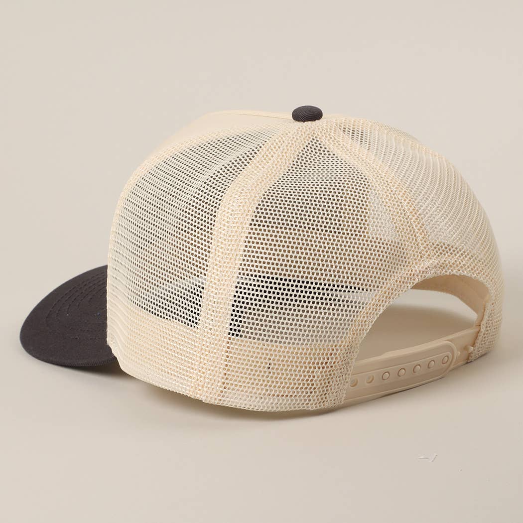 Solid Two-Tone Cotton Trucker Hat with Mesh Back