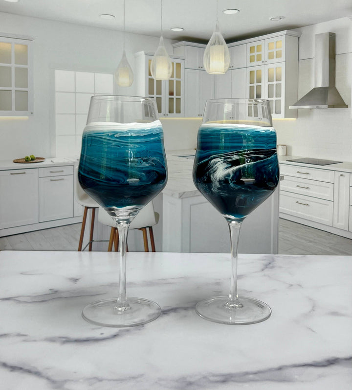 Nikita Stemmed Wine Glasses: Deep blue