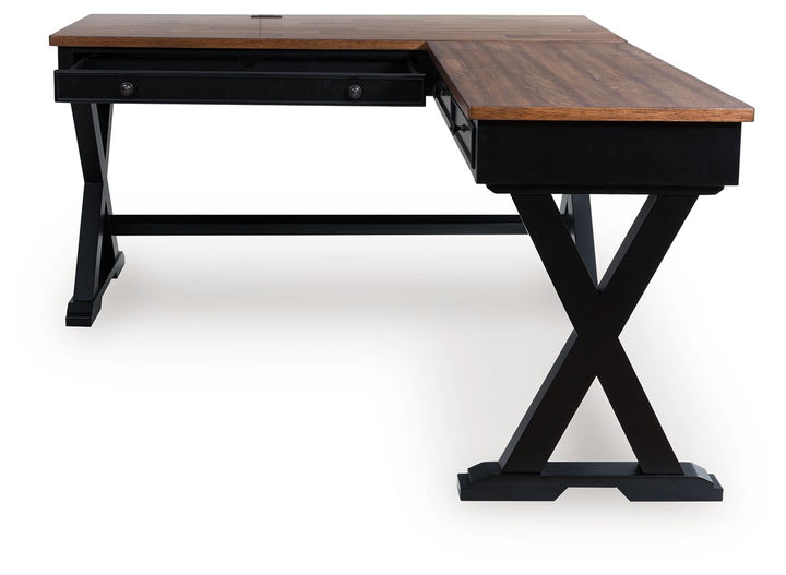 Wildenauer - Brown / Black - Home Office Desk And Return