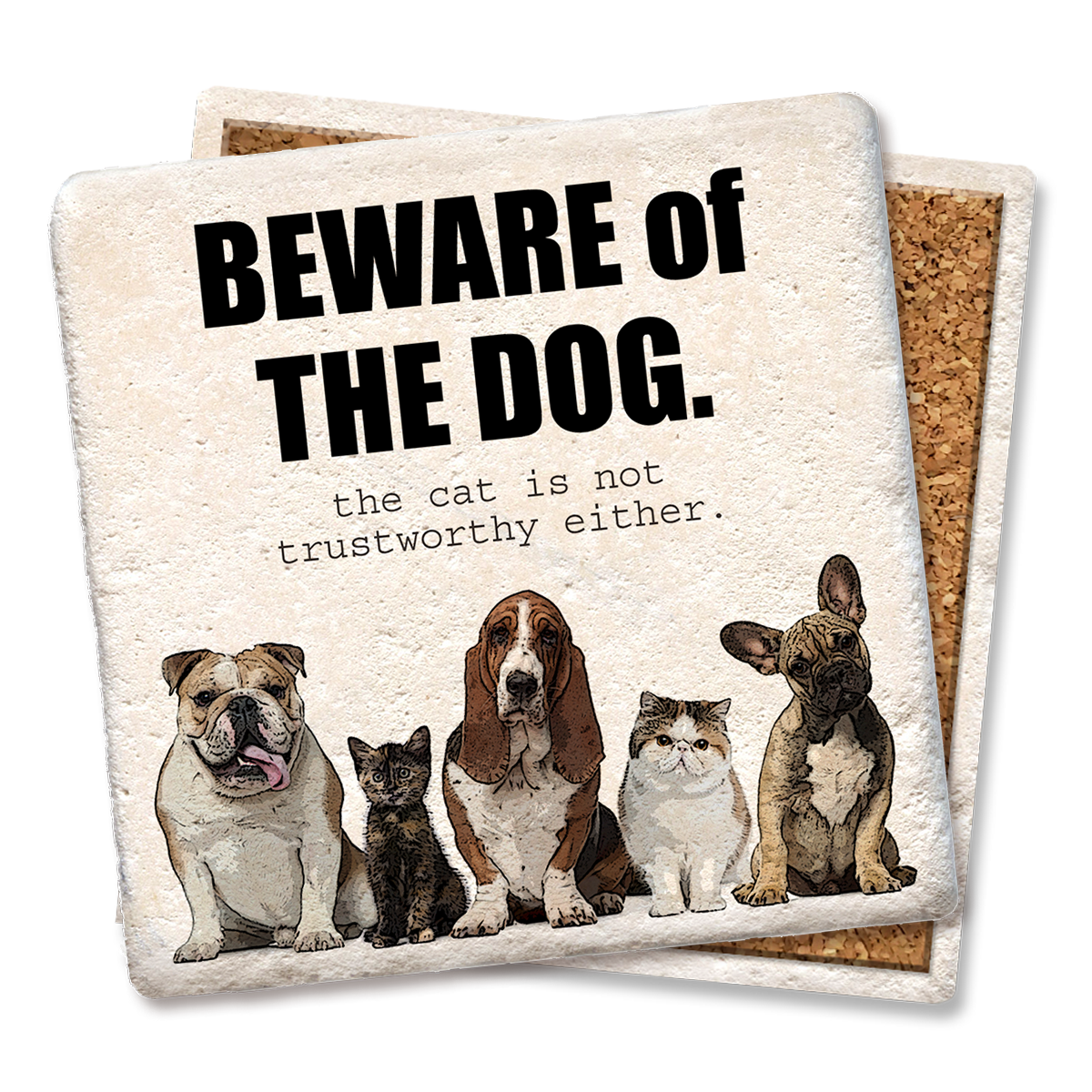 DRINK COASTER BEWARE OF THE DOG: Limestone