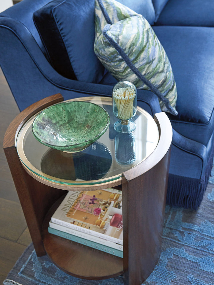 Rendezvous - Lennox Round Accent Table - Dark Brown / White