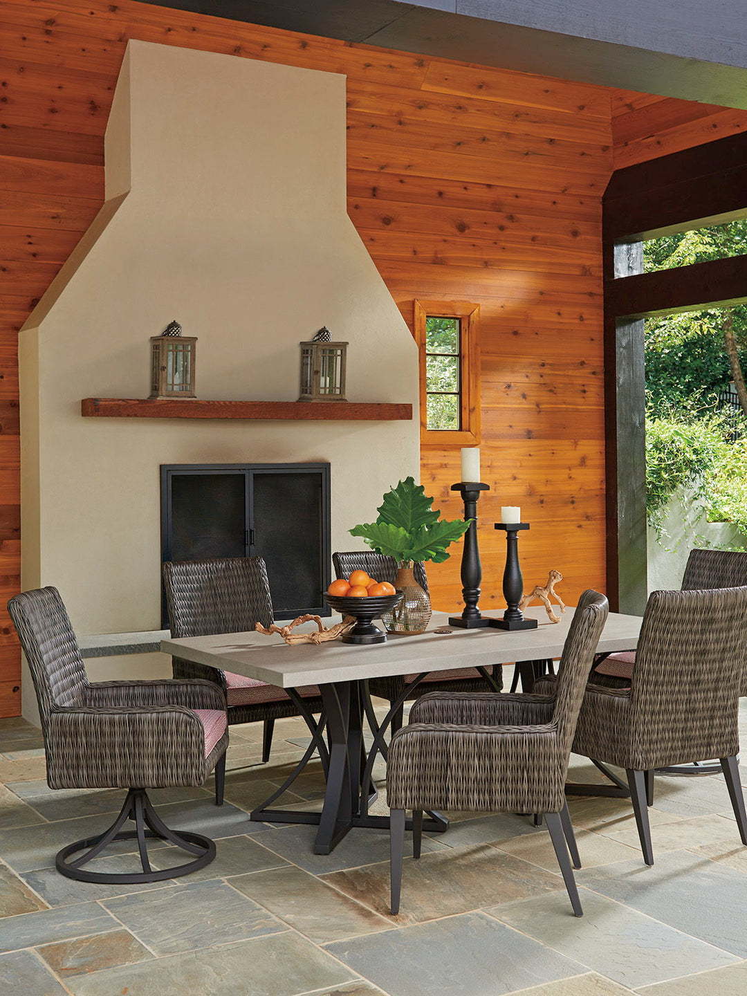 Cypress Point Ocean Terrace - Dining Table W/Weatherstone Top - Dark Brown