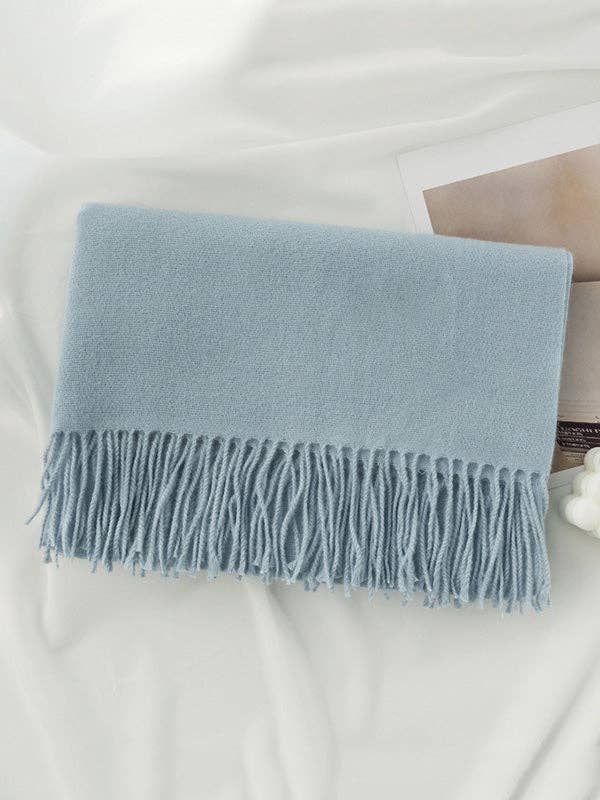 Keep Warm Solid Color Tasseled Shawl&Scarf: DEEP GREEN / One_size