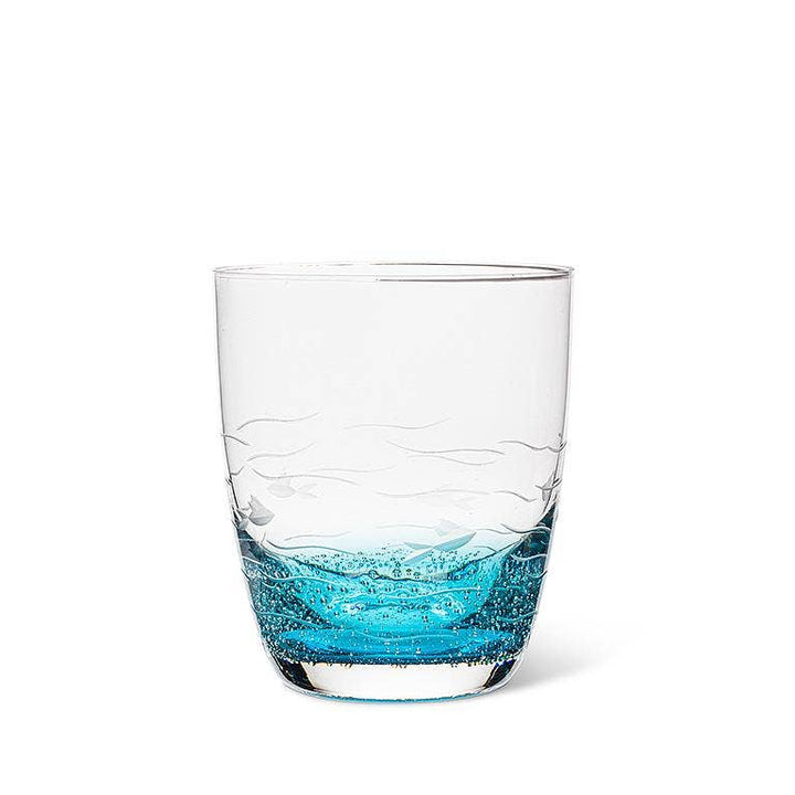 Blue/Clear Fish Cut Glassware: Stemless Goblet (18oz)