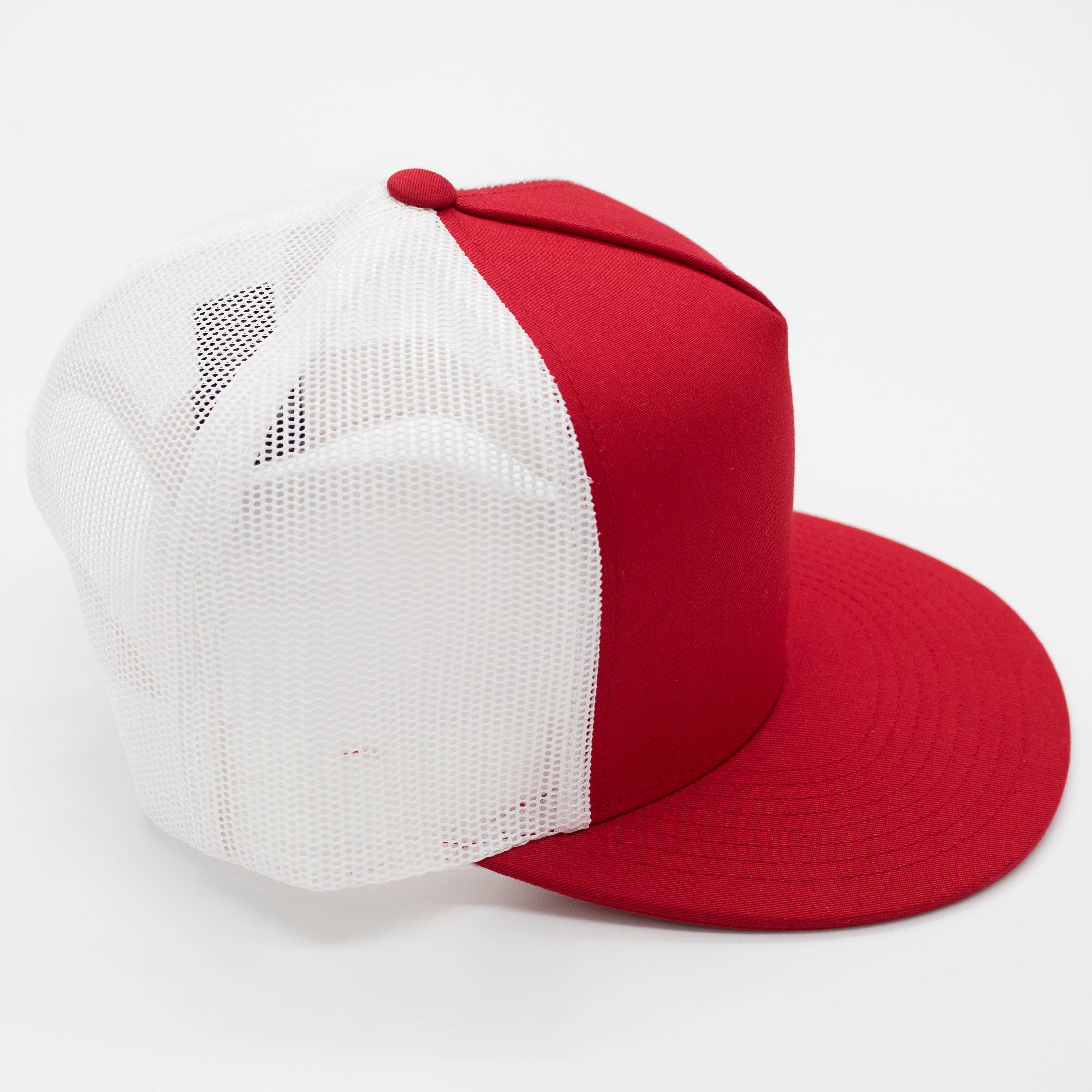 CUSTOM TEXT Raised Print Snapback Trucker Hats: All Black / White