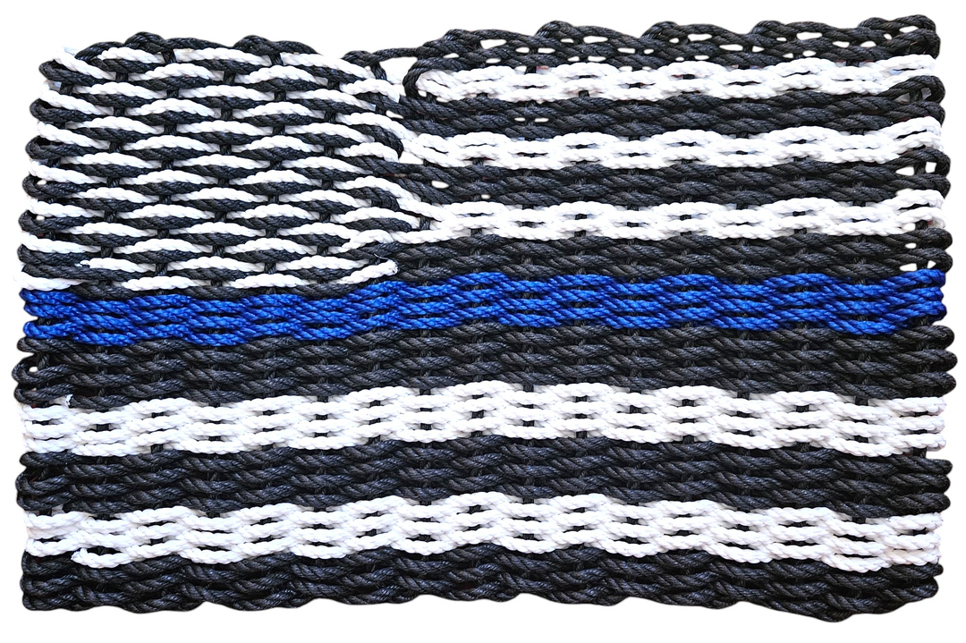 968 The "Original" Handcrafted Woven Maine Lobster Rope Commemorative Flag: Small 18" x 30" / Thin Red Line #888