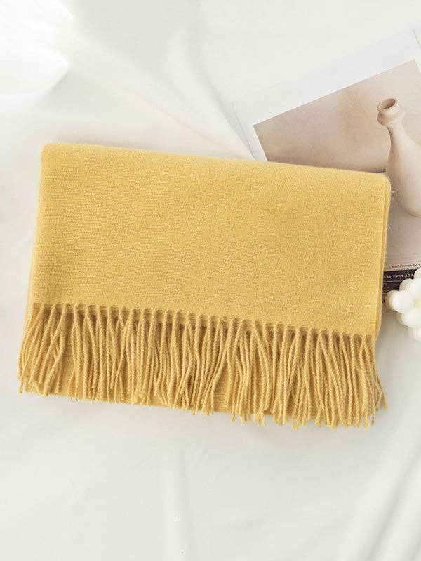 Keep Warm Solid Color Tasseled Shawl&Scarf: DEEP GREEN / One_size