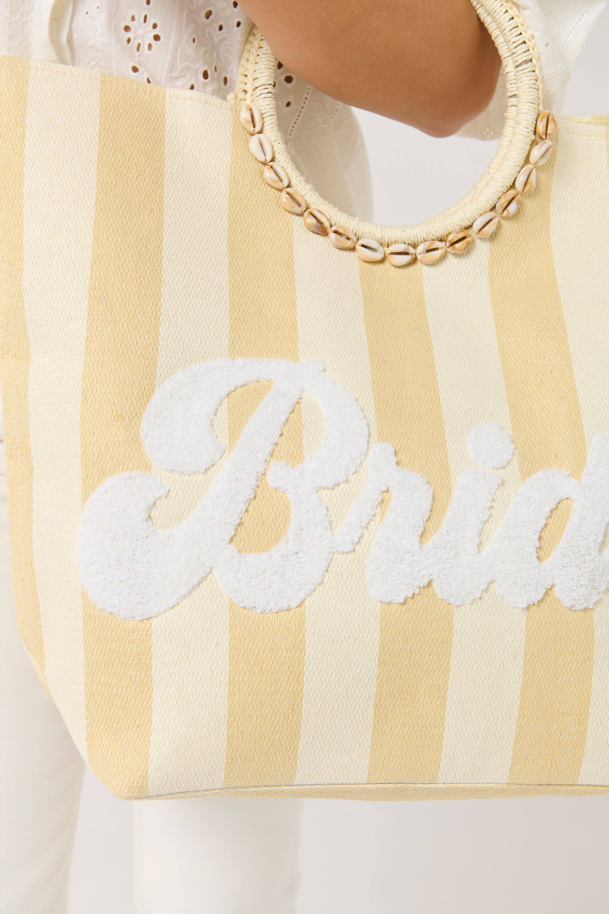 "BRIDE" STRIPE TOTE,NATURAL