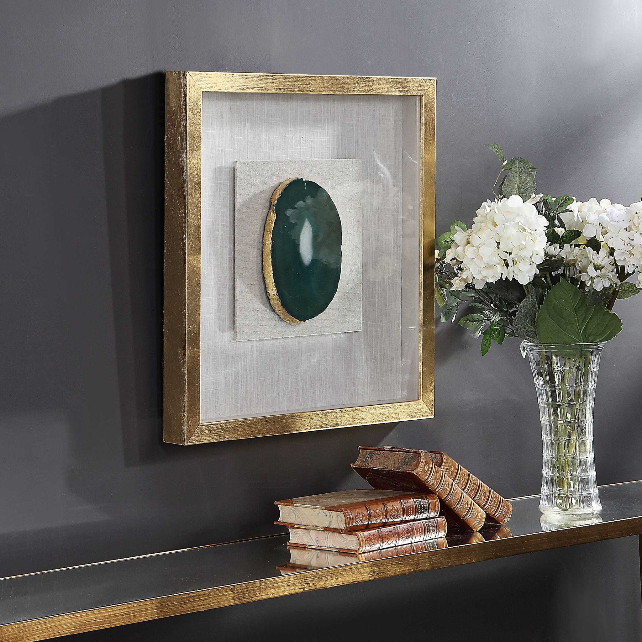 Keeva - Agate Stone Shadow Box - Gold