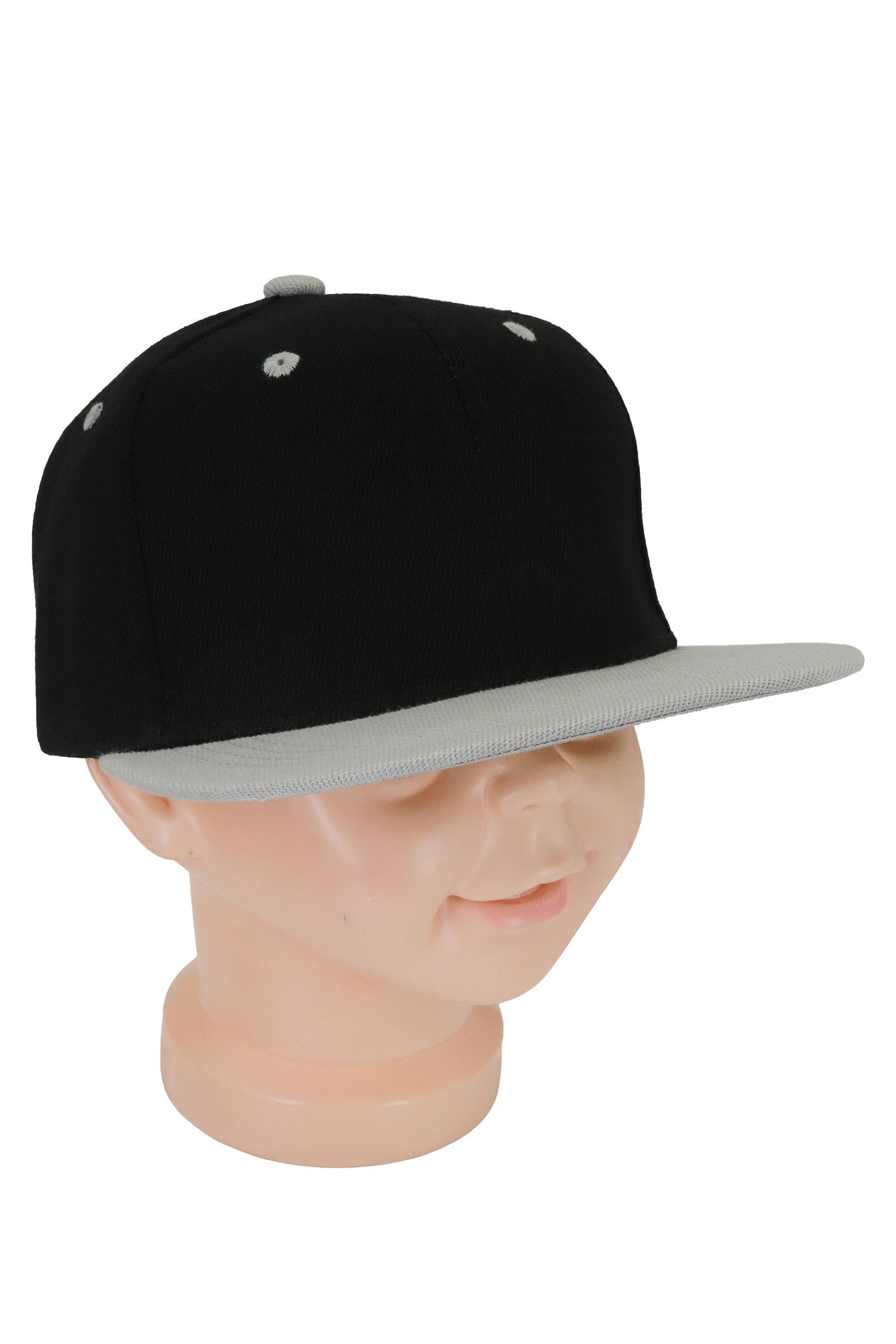 Kids Two Tone Blank Snapback Flat Brim Cap