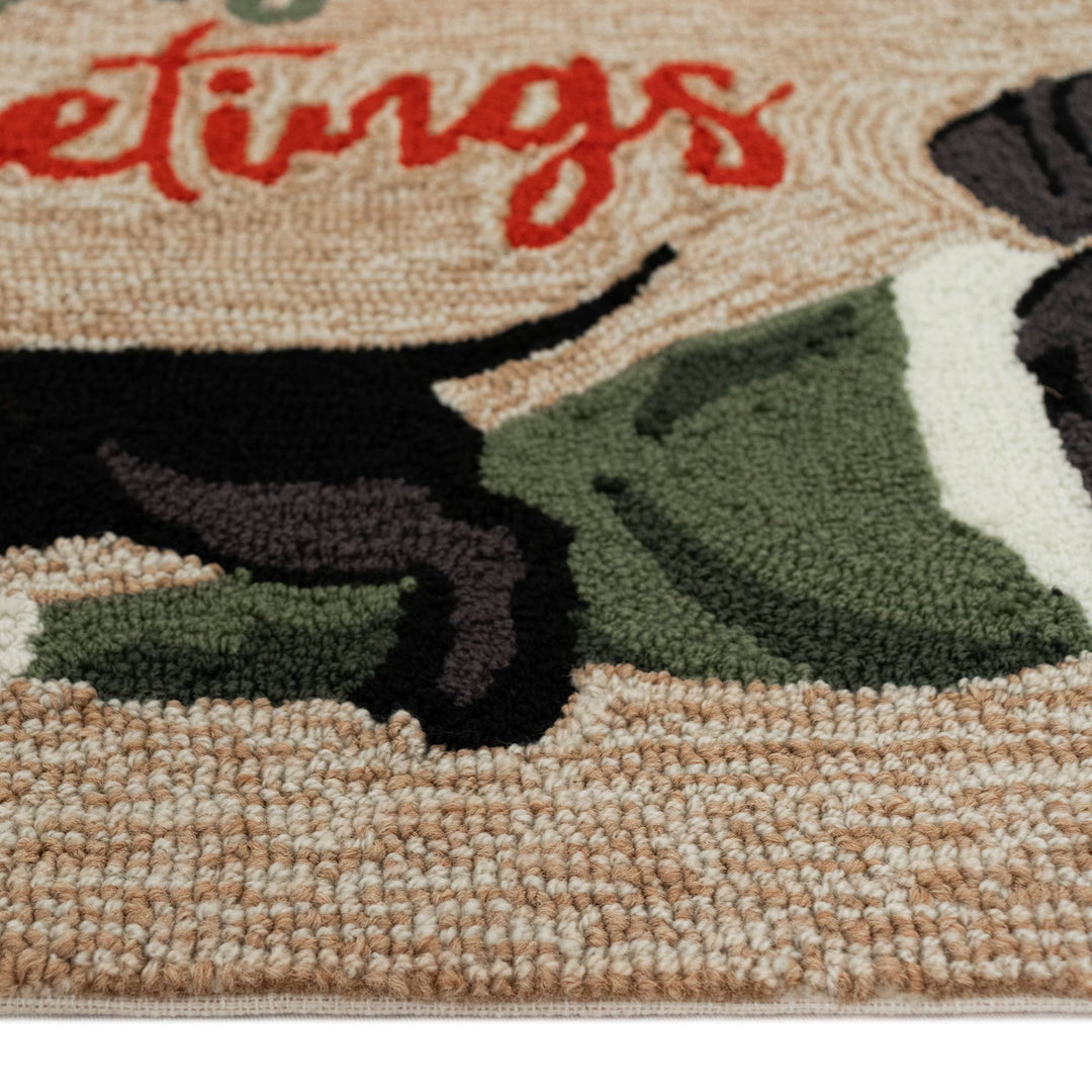 Frontporch Dachsund Greeting Indoor/Outdoor Rug: Neutral / Polyester; Acrylic / 1'8" x 2'6"