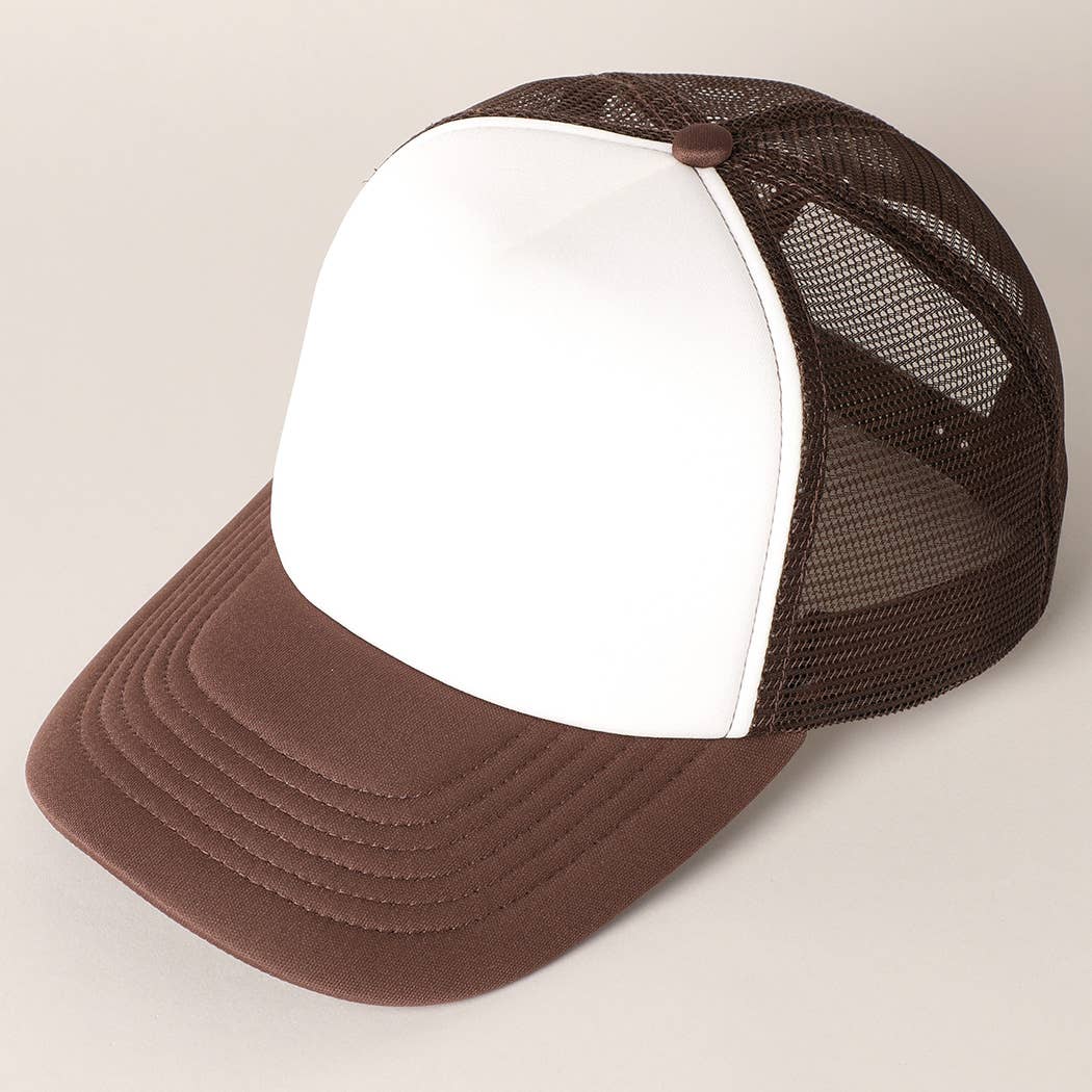 White Foam Front Colored Mesh Back Trucker Hat