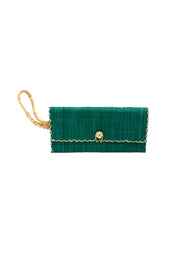 ChiChi Straw Clutch Wristlet Bag: Teal